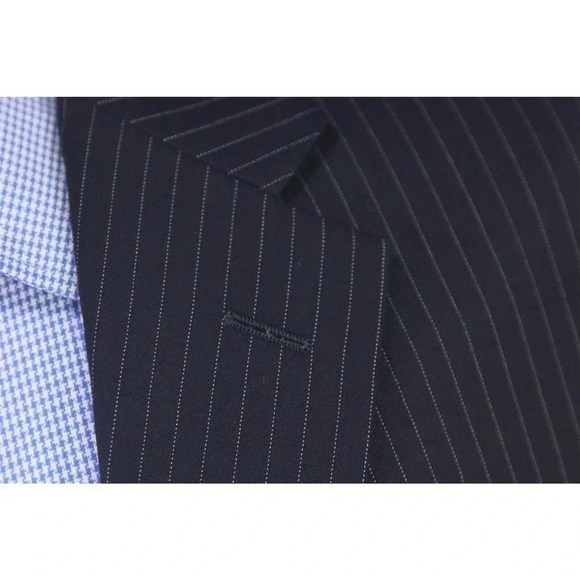 Hickey-Freeman Current Lindsey Navy Blue Pinstripe 2-Btn Suit Jacket Blazer 42L - Picture 5 of 9